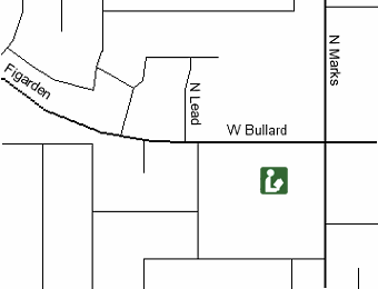 Fig Garden Regional Library is n the shopping center at the southwest corner of Marks Avenue and Bullard Avenue next door to Hobby Town.