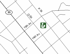 Firebaugh Branch is between O Street and P Street, between 13th Avenue and 14th Avenue.