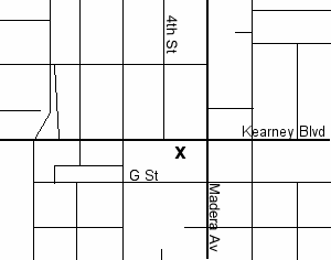 Kerman Branch Library is southwest side of West Kearney Boulevard and Madera Avenue.
