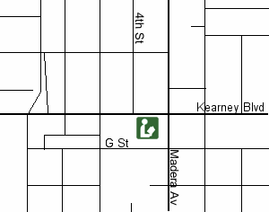 Kerman Branch Library is southwest side of West Kearney Boulevard and Madera Avenue.