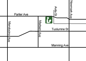 Parlier Library is on Parlier Avenue, between Newmark Avenue and Mencodino Avenue.