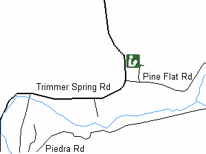 Piedra Branch is on right side of the Trimmer Spring Road, passed Pine Flat Road