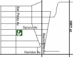 Pinedale Branch Library is on the southeast corner of San Pablo Avenue and Spuce Avenue