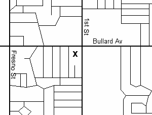 Politi Branch Library is in the shopping center at the southwest corner of First Street and Bullard Avenue, behind the KFC and the car wash.
