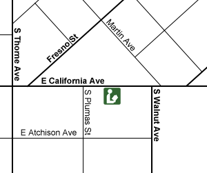 Central Library is one block south of the Water Tower, between Fresno and Tulare Streets and between N and O Streets.